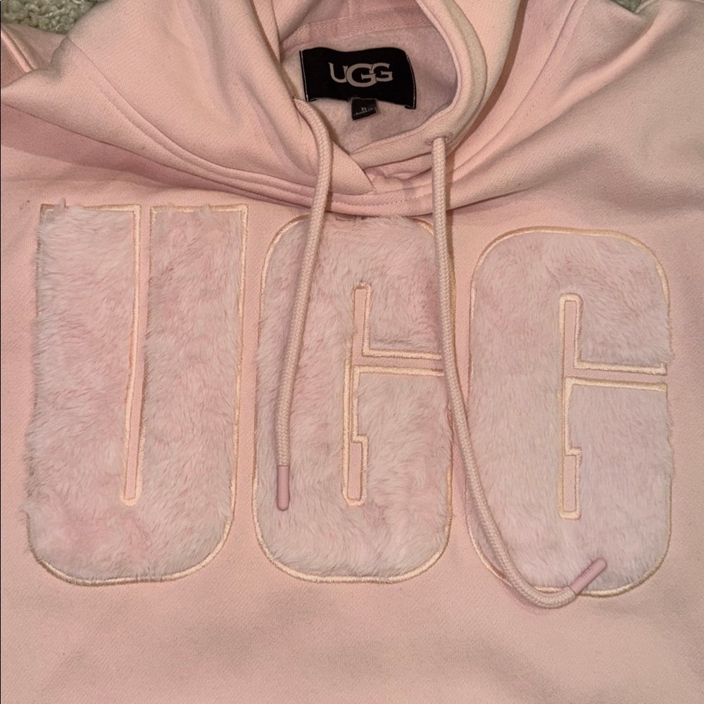 Ugg Rey fluffy logo pink hoodie XL
